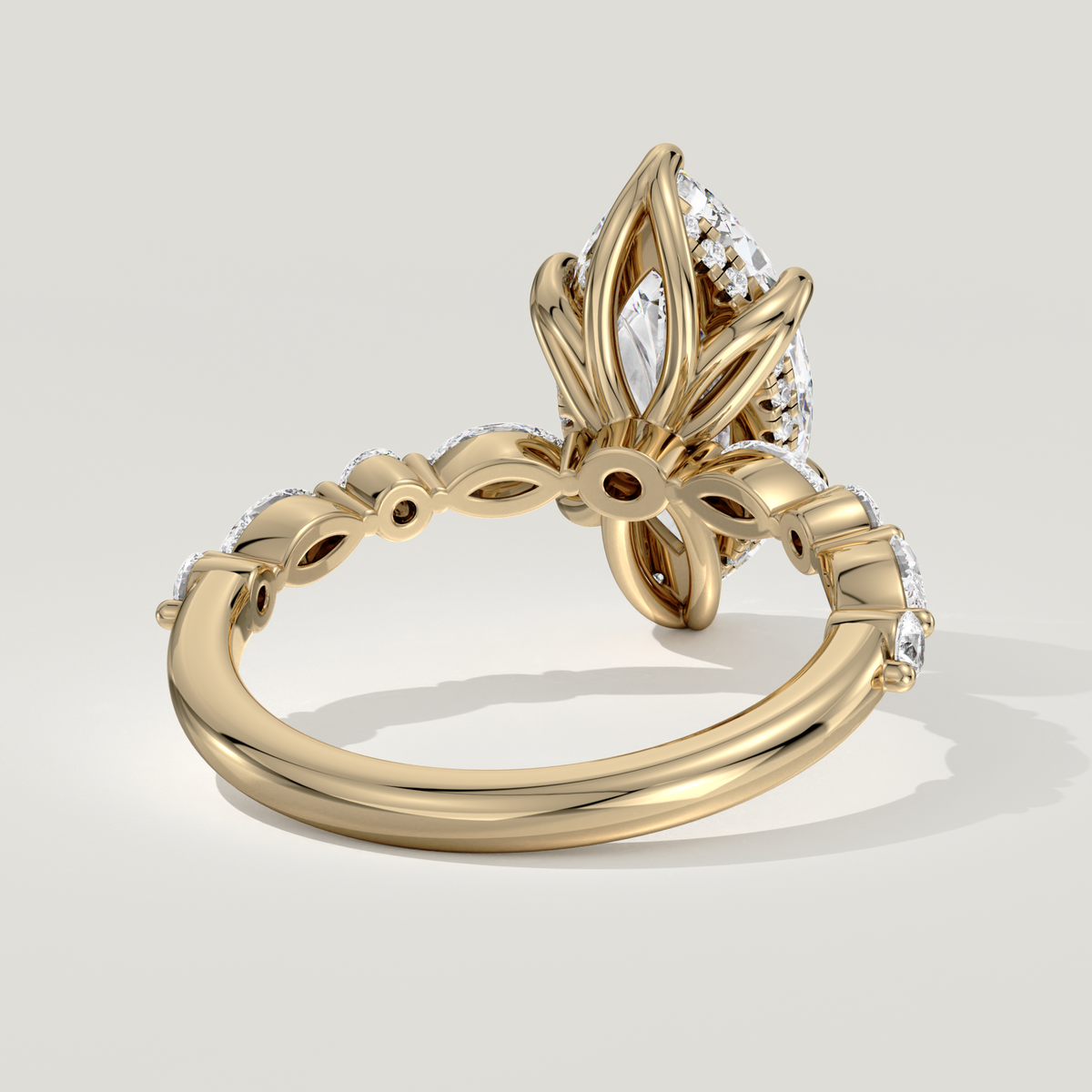 Belle marquise diamond engagement ring, handcrafted in Canada - Yellow Gold