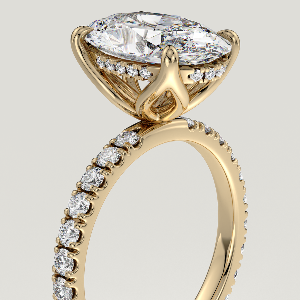 Hazel engagement ring: four-claw floral basket - Yellow Gold