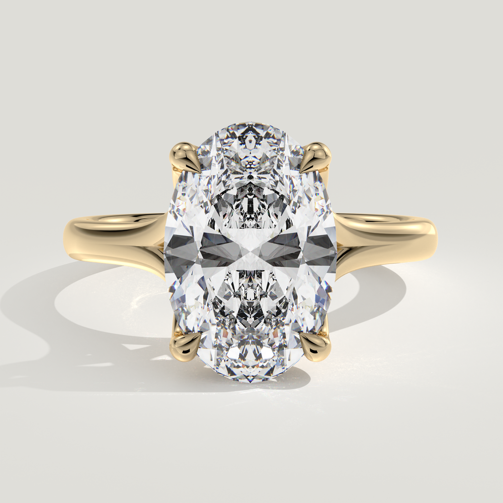 Hope lab-grown diamond ring, cathedral setting and slim plain band - Yellow Gold