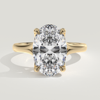 Hope lab-grown diamond ring, cathedral setting and slim plain band - Yellow Gold