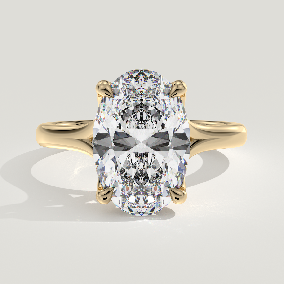 Hope lab-grown diamond ring, cathedral setting and slim plain band - Yellow Gold