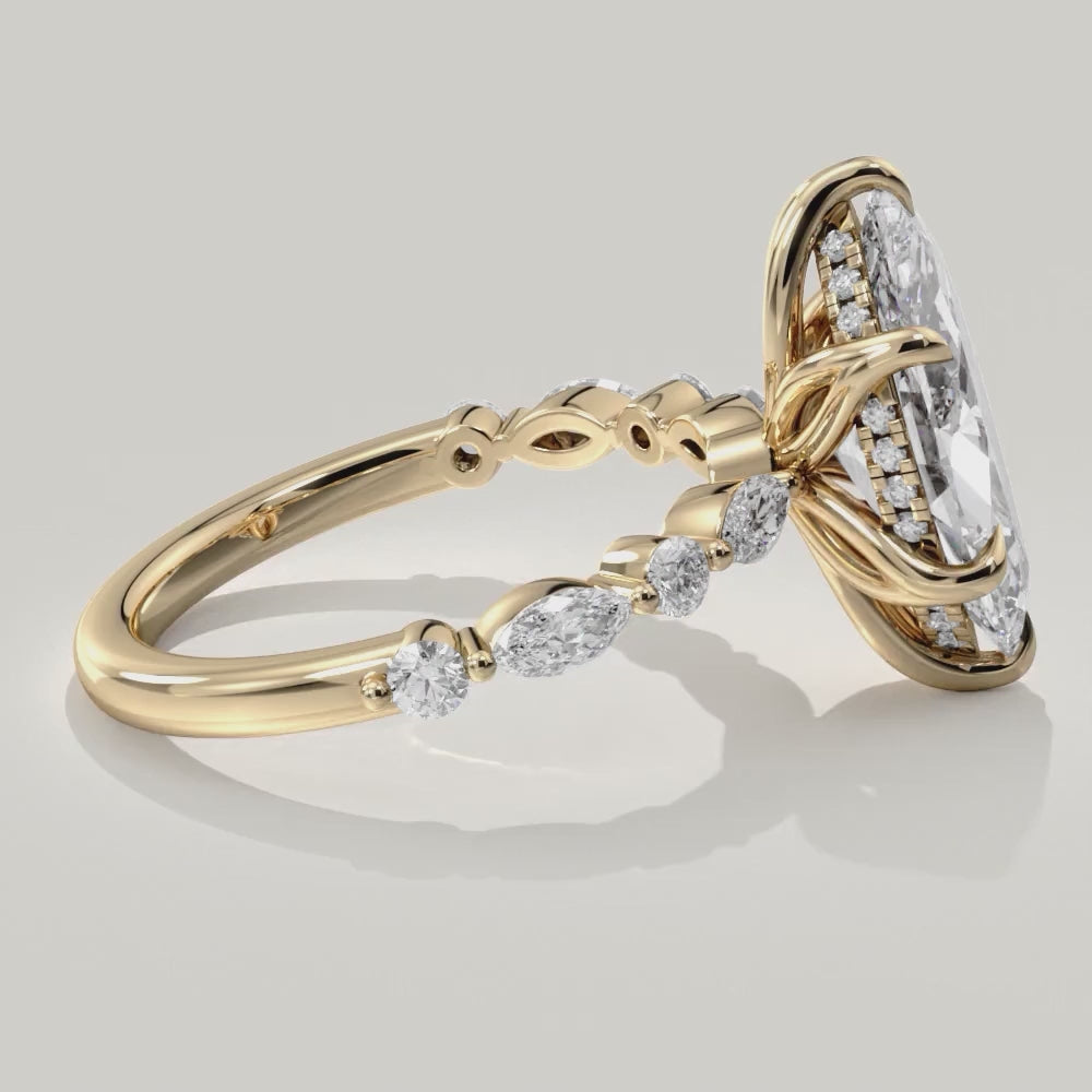 Video of the Belle marquise lab-grown diamond engagement ring - Yellow Gold